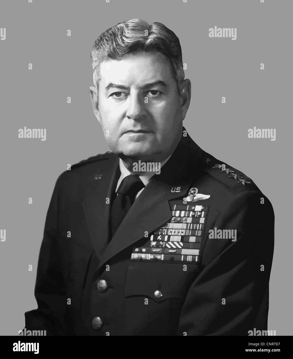 Digitally restored vector portrait of General Curtis Lemay. Stock Photo