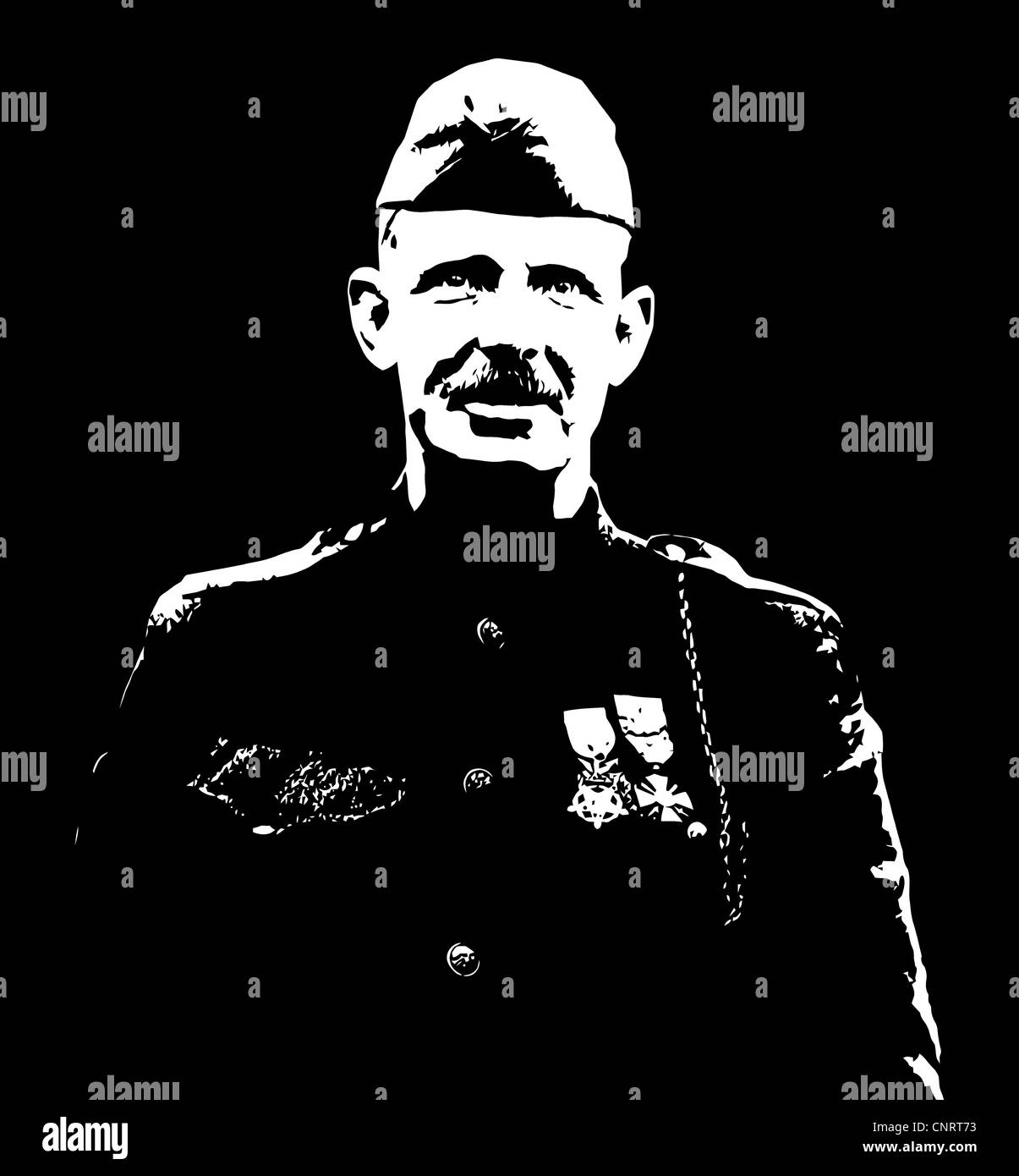 Vector artwork of Sergeant Alvin York, an American soldier in World War I. Stock Photo