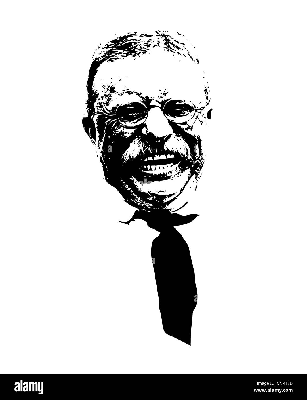 Vector artwork of Theodore Roosevelt smiling. Stock Photo