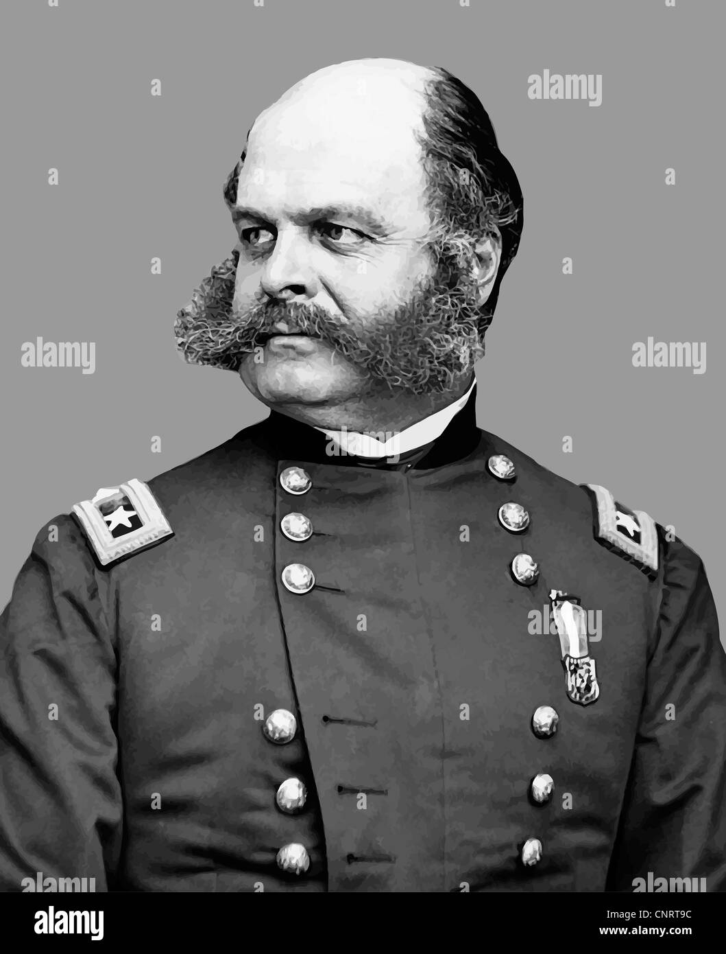 Digitally restored vector portrait of Union Army General Ambrose Everett Burnside. Stock Photo