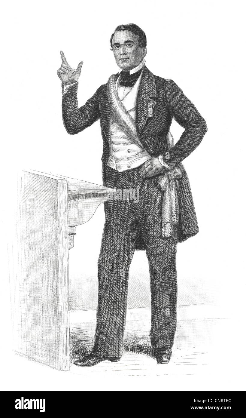 Historic steel engraving from the 19th century, Philippe Pory-Papy, 1805 - 1874, member of the French National Assembly, 1848 Stock Photo