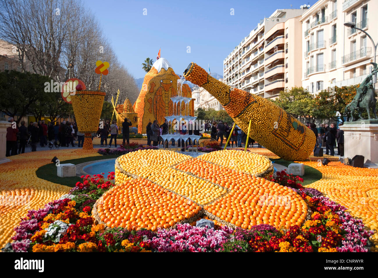 Oranges and lemons stucture at Menton Lemon Festival depicting