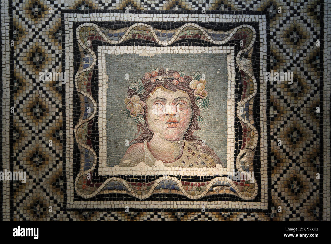 Dionysus. Pavement Roman mosaic from 3rd century AD in Museo Nazionale Romano in Rome, Italy. Stock Photo