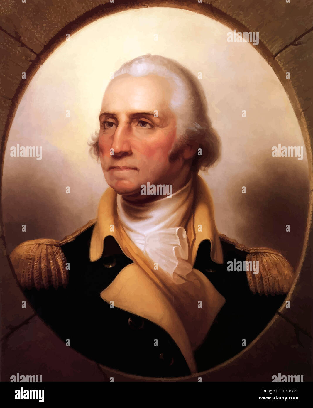 Digitally restored vector painting of George Washington. Stock Photo