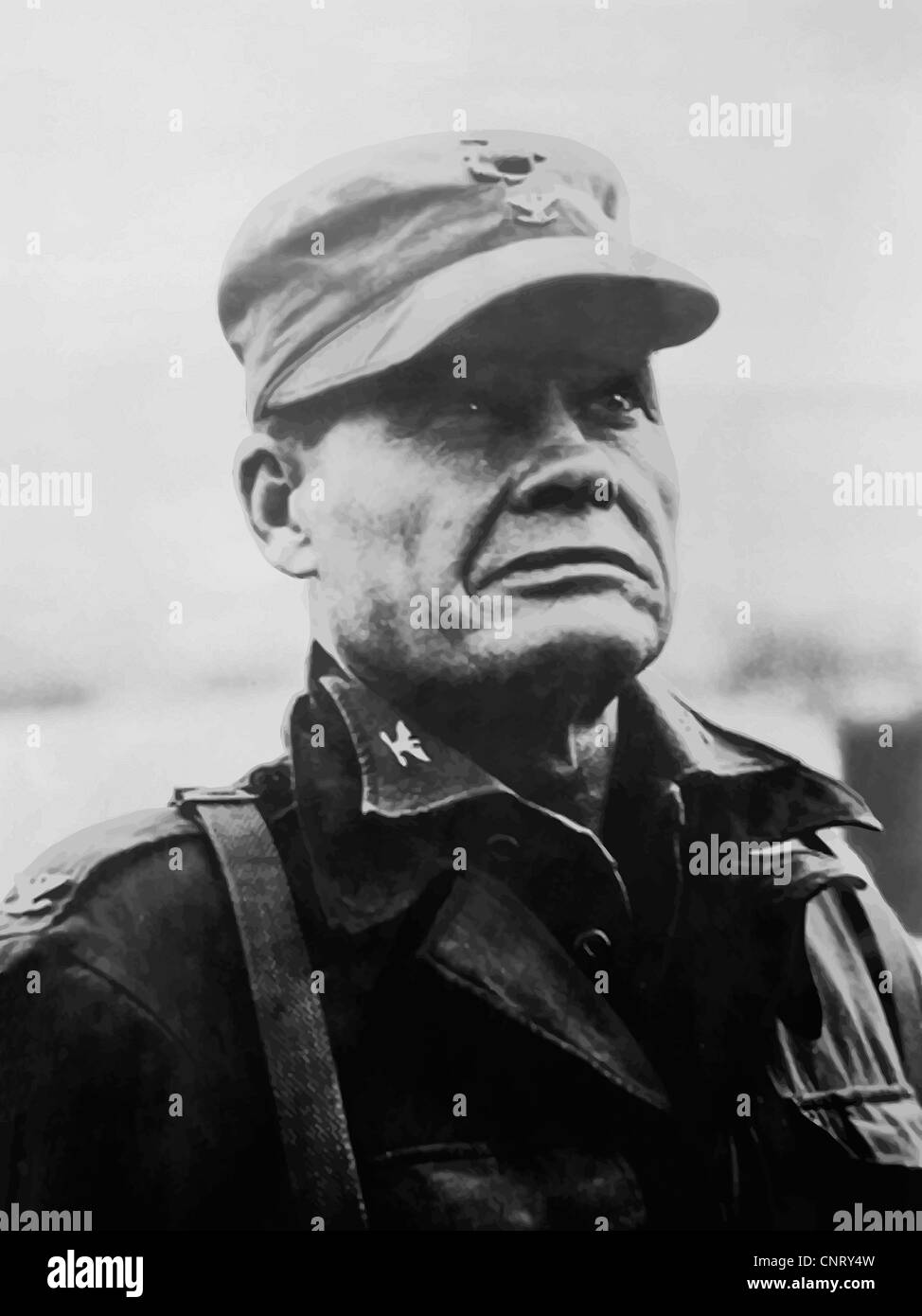 Digitally restored vector portrait of General Lewis Chesty Puller. Stock Photo