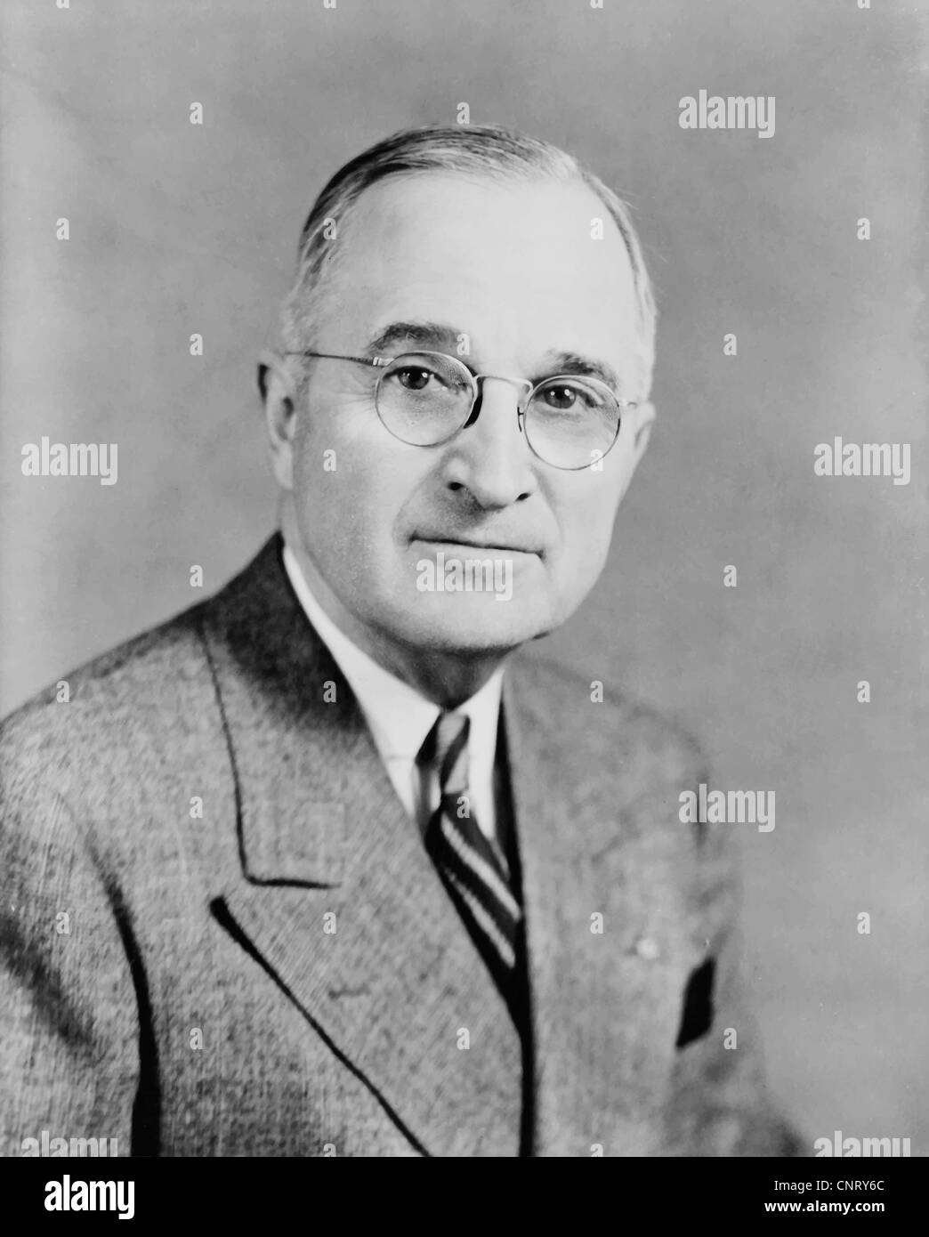 Digitally restored vector portrait of Harry S. Truman. Stock Photo