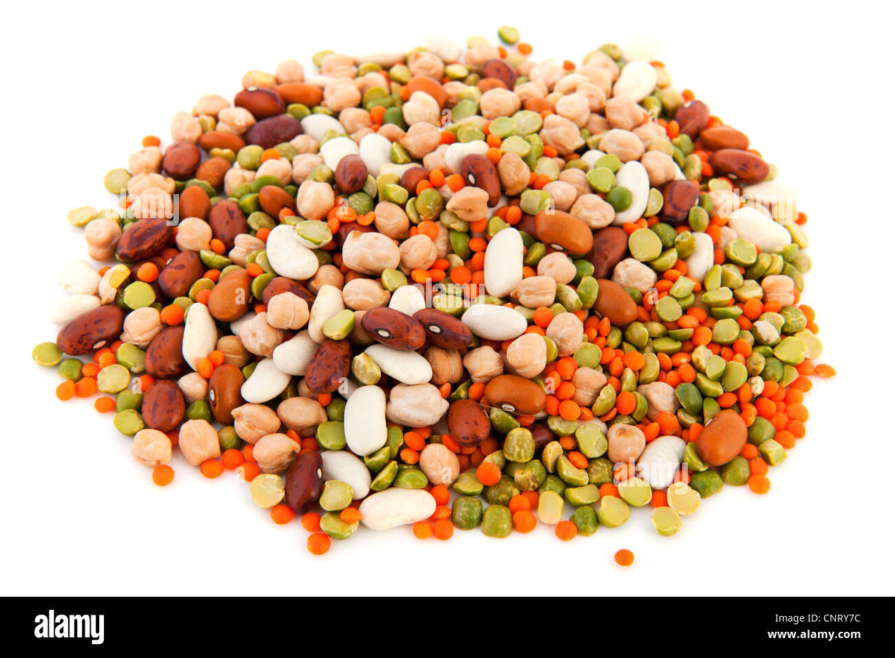 Mixed various legumes on white background Stock Photo - Alamy