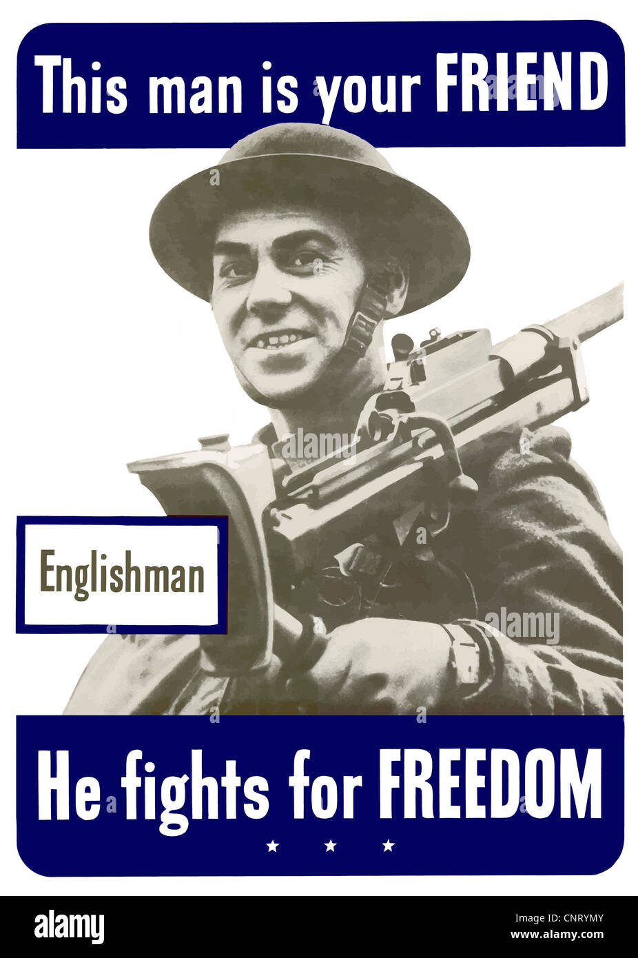 Digitally restored propaganda war poster. Stock Photo