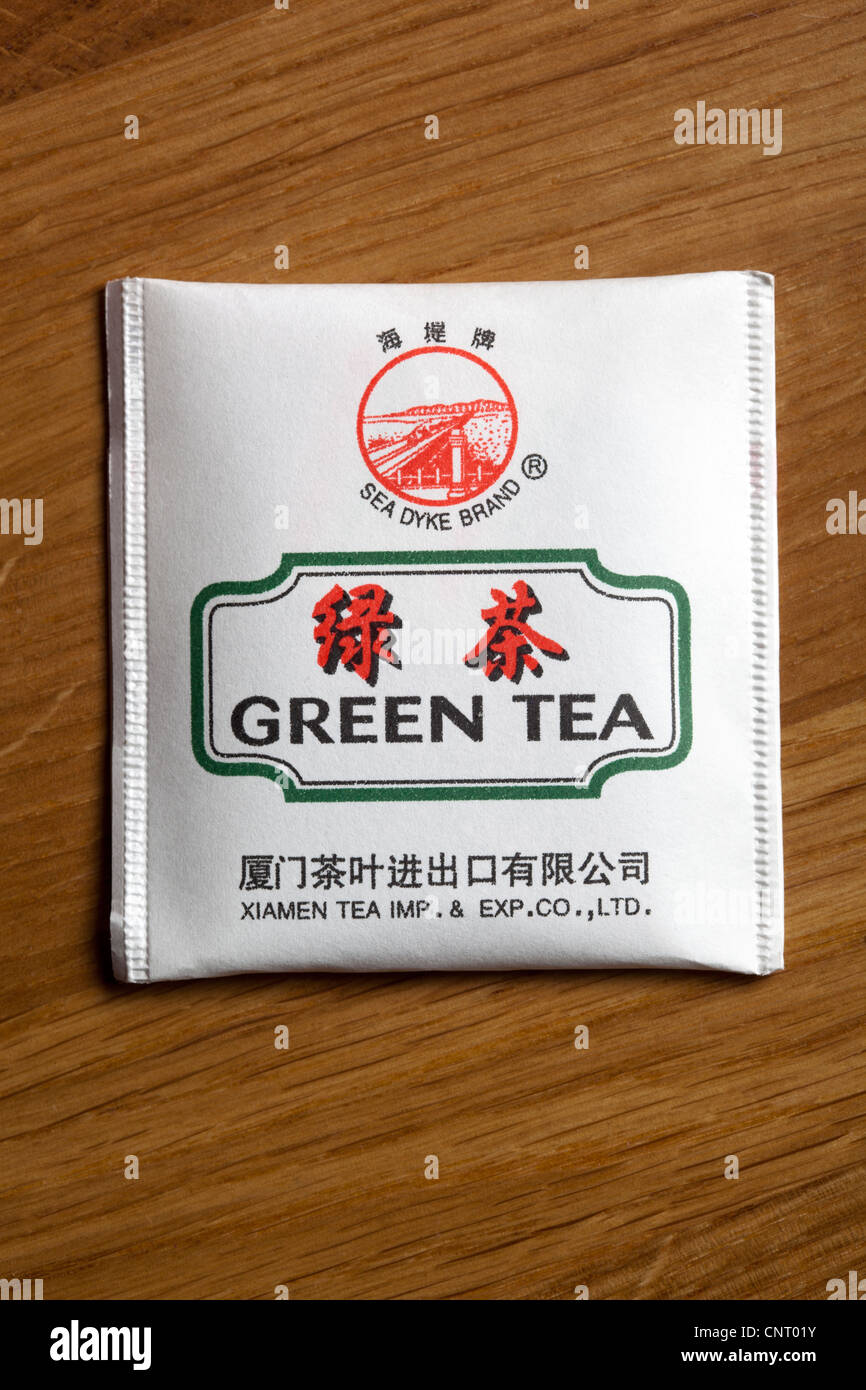 Green Tea Bag Stock Photo
