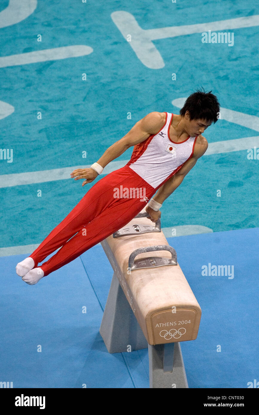 GYMNASTICS Hiroyuki Tomita (JPN) competing on the pommel horse during
