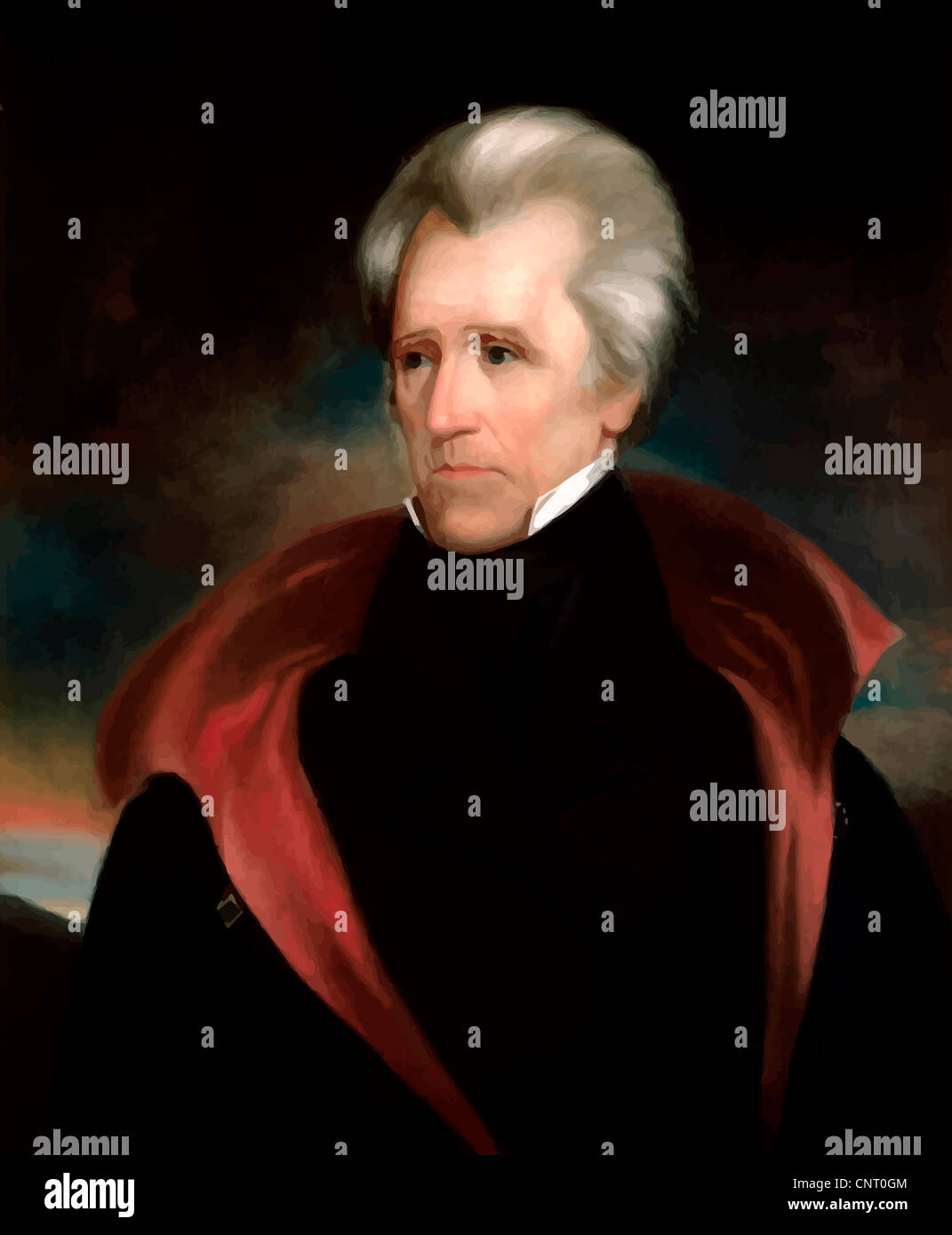Digitally restored vector painting of President Andrew Jackson. Stock Photo