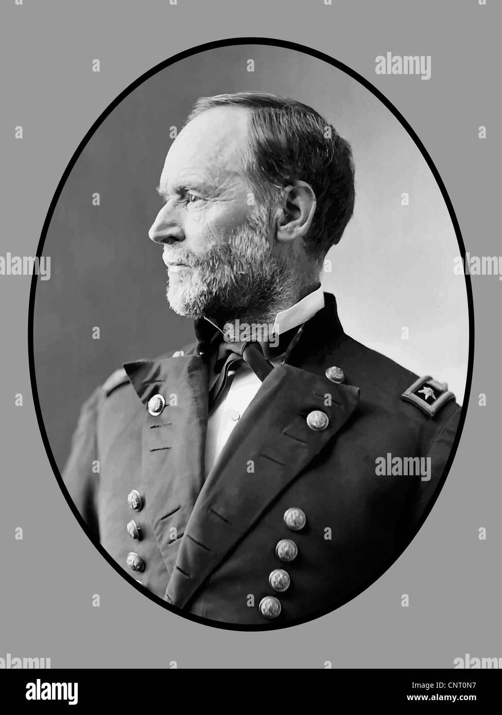 Digitally restored vector portrait of Union Civil War General William Tecumseh Sherman. Stock Photo