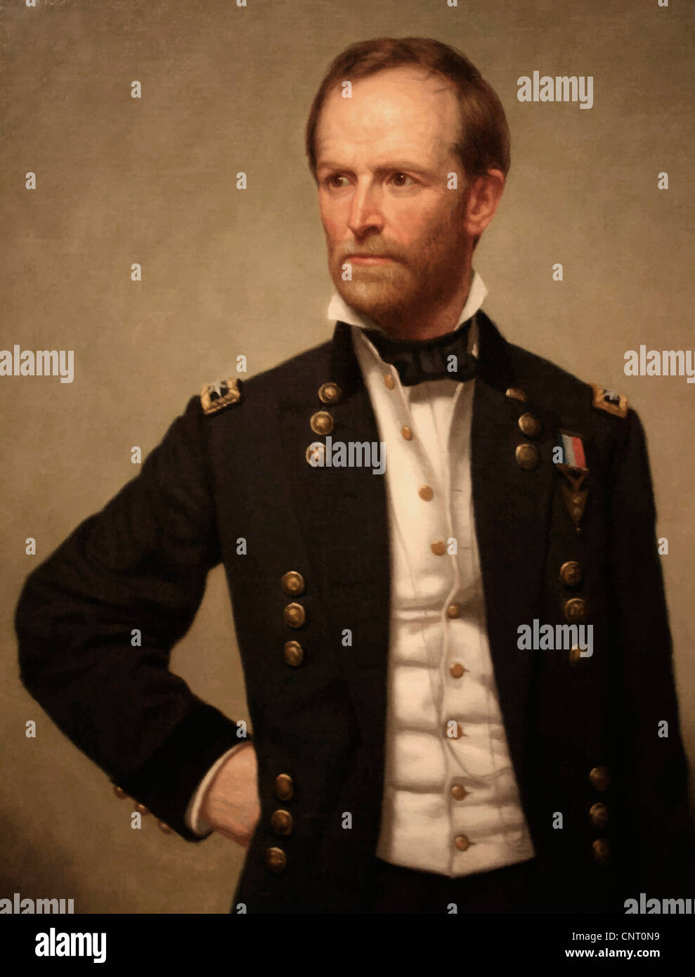Digitally restored vector painting of Union Civil War General William Tecumseh Sherman. Stock Photo
