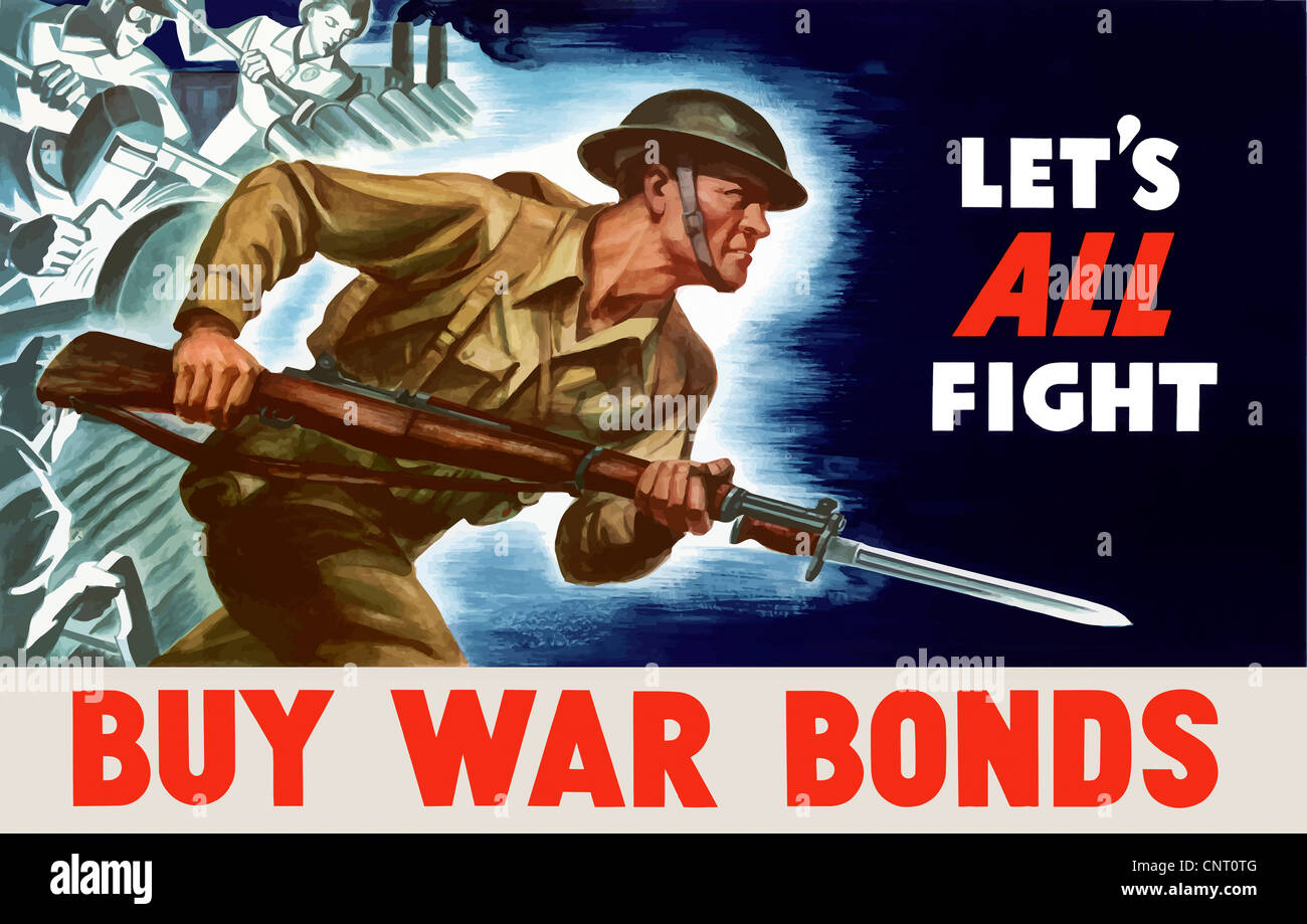 Digitally restored propaganda war poster. Stock Photo