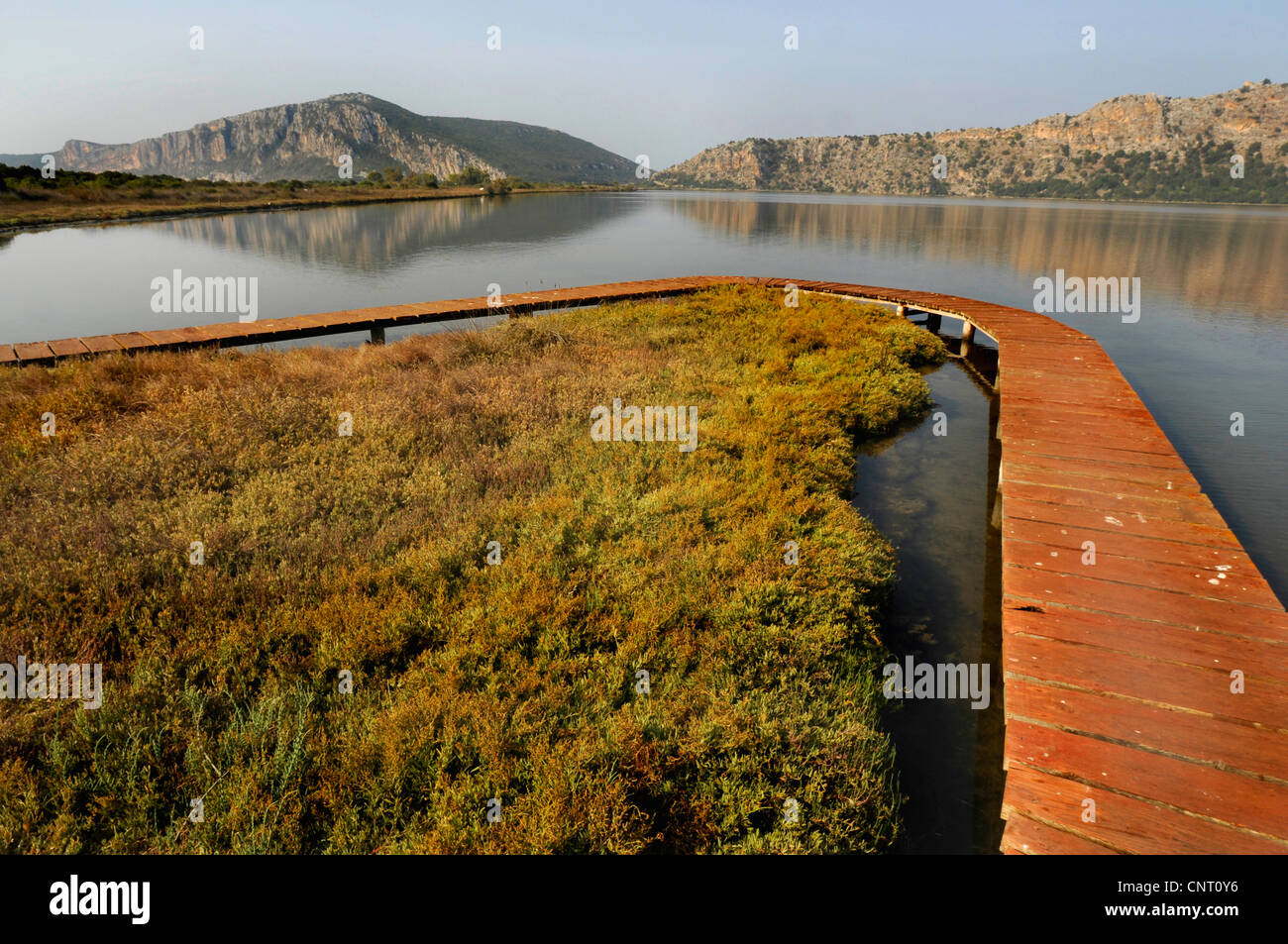 nature trail in the lagoon of Gialova, Greece, Peloponnes, Messinien, Pylos Stock Photo