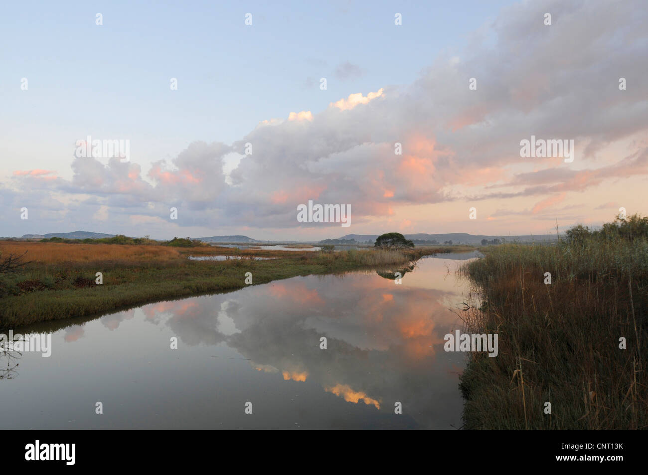 morning scenery at a Greek lagoon, Greece, Peloponnes Stock Photo