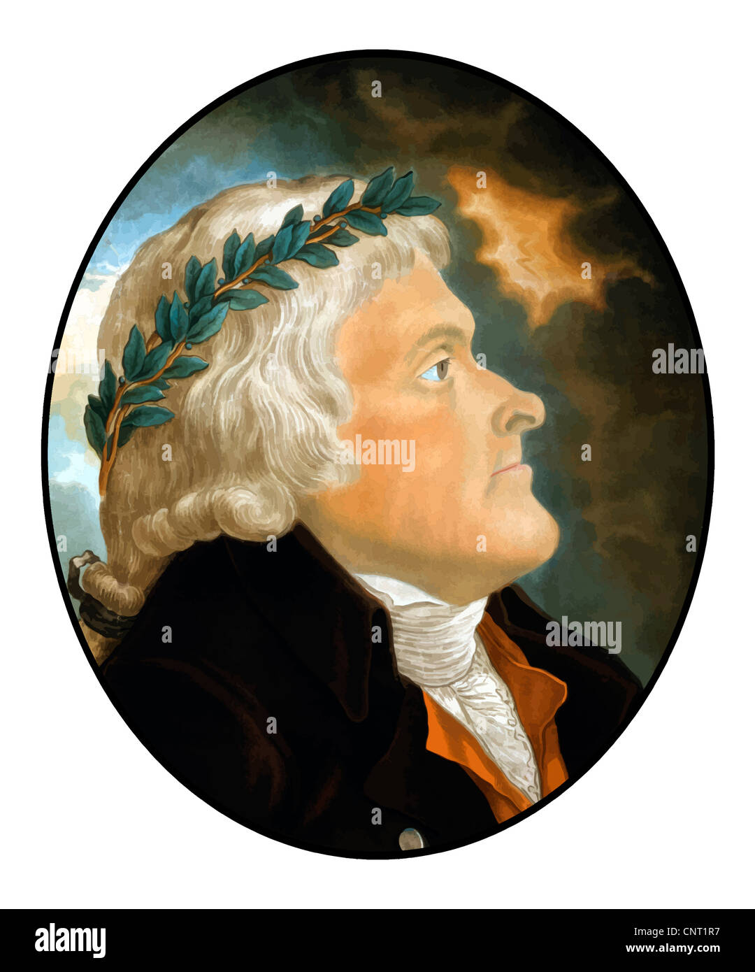 Digitally restored vector artwork of Thomas Jefferson. Stock Photo