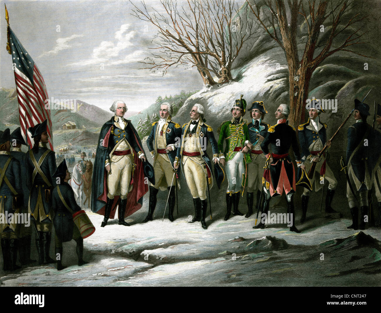 Digitally restored picture of General George Washington and his