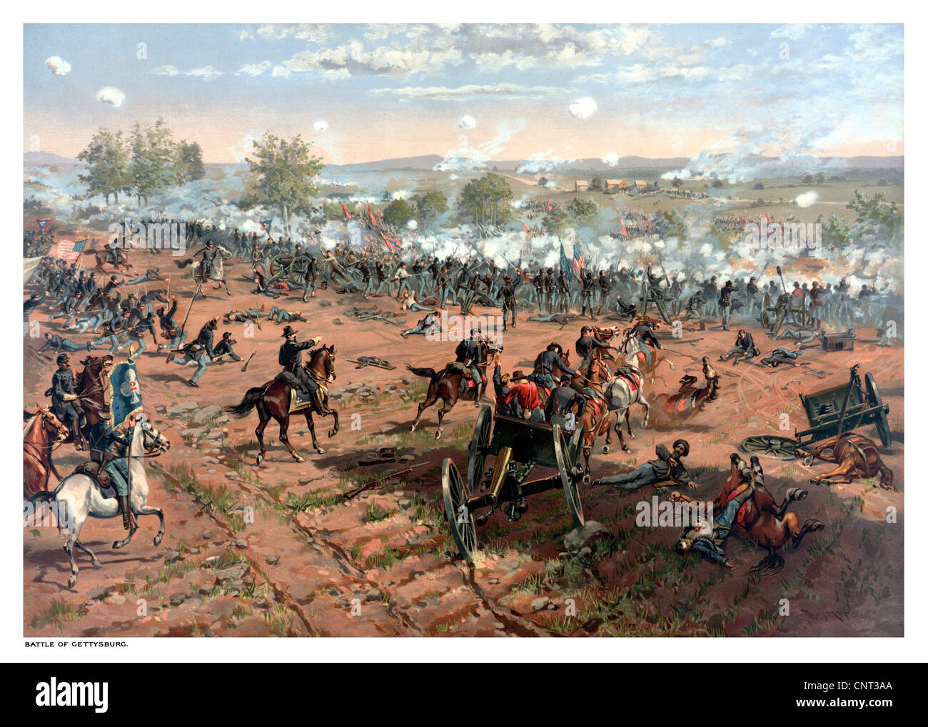 Vintage Civil War print of the Battle of Gettysburg. Stock Photo