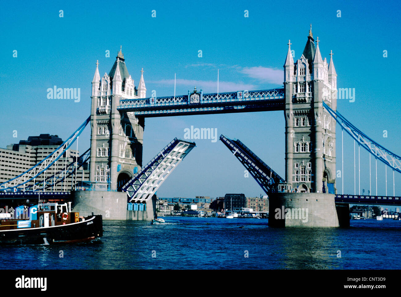 Tower Bridge, London, raised open opened opening England UK English