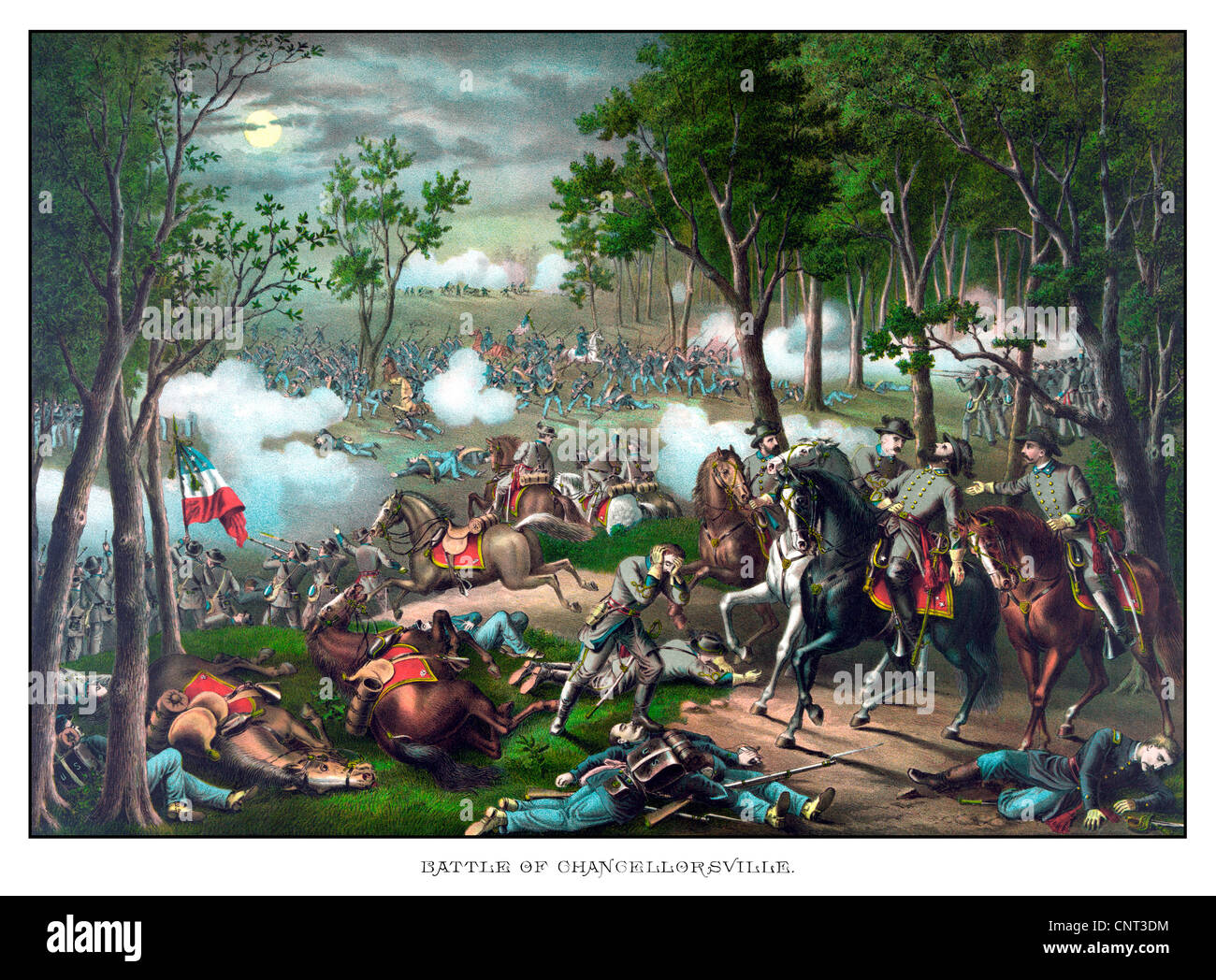 Vintage American Civil War print featuring The Battle of Chancellorsville. Stock Photo