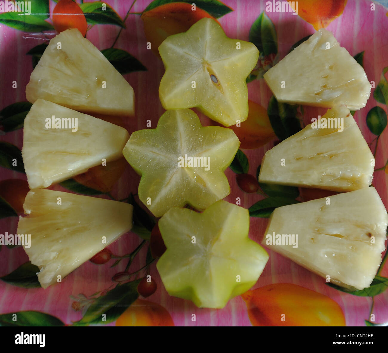 pineapple and star fruit , fruit farm, kuah, langkawi, malaysia Stock