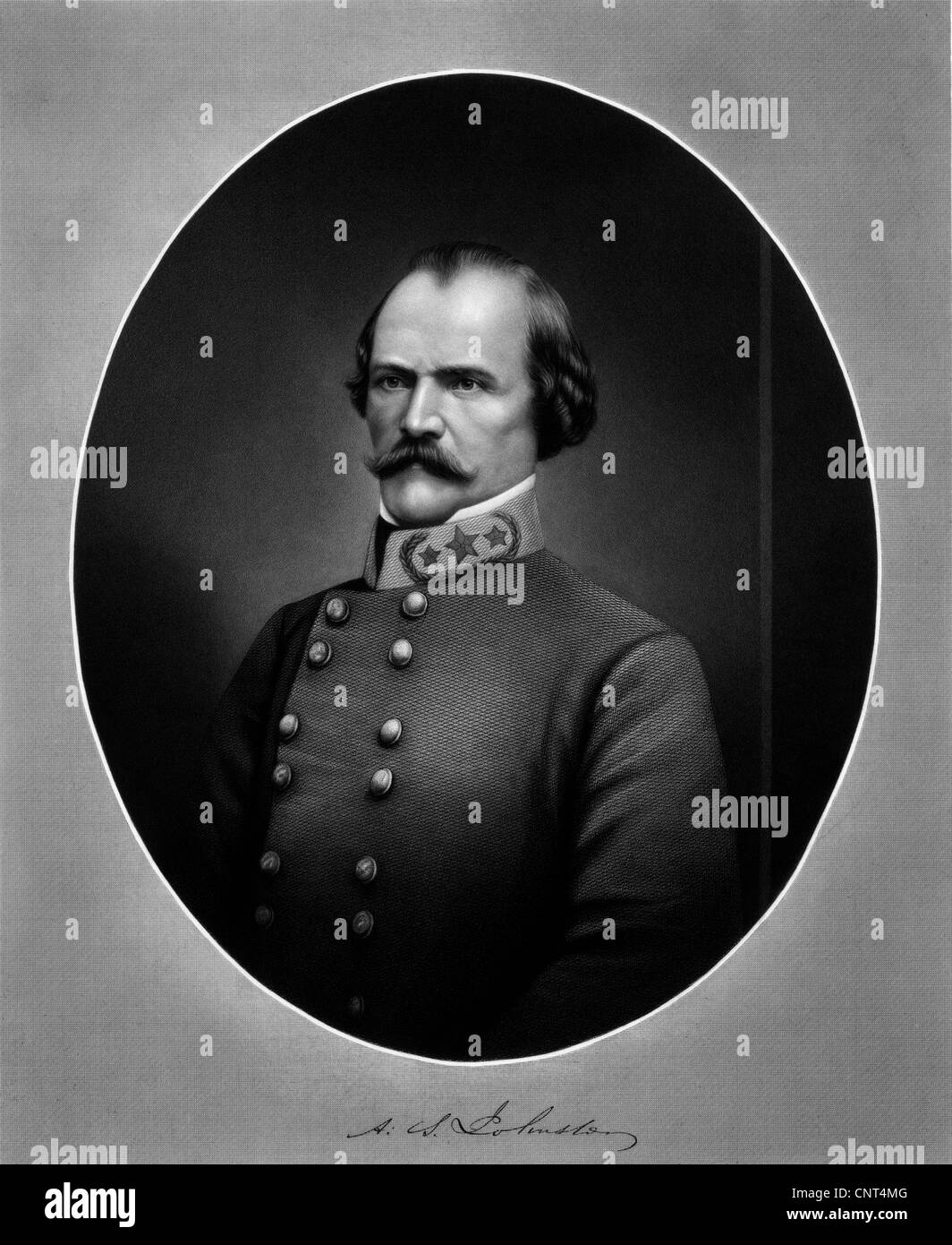 Portrait & Autograph Card Civil War General Albert Sidney Johnston 