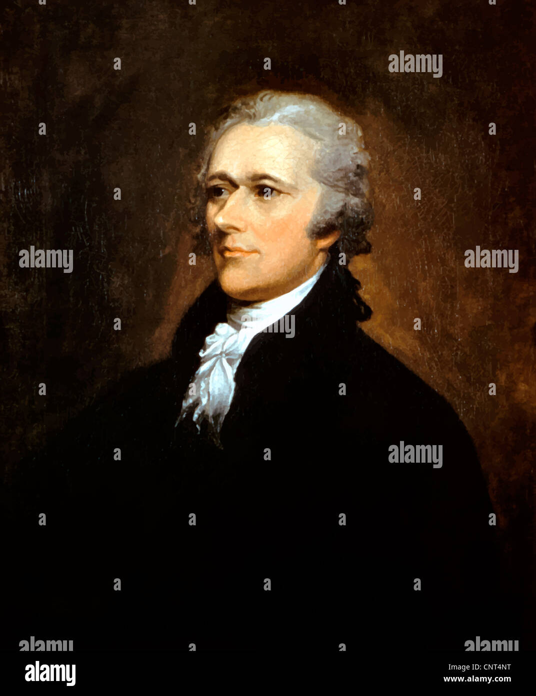 Vintage American History painting of Founding Father Alexander Hamilton. Stock Photo