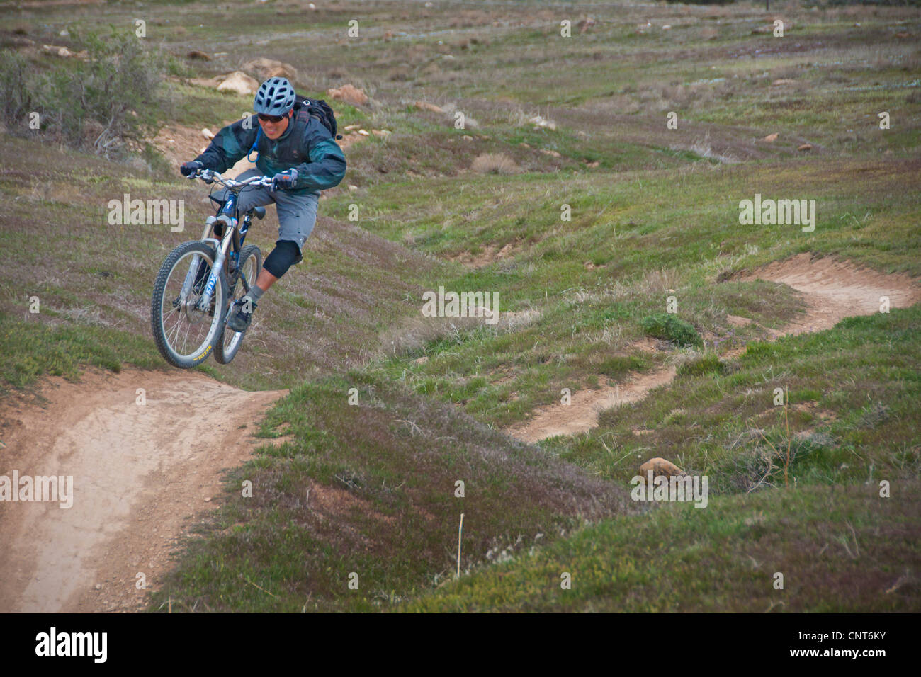 mountain bike bikers cyclist cyclists single trail track Colorado Fruita Stock Photo