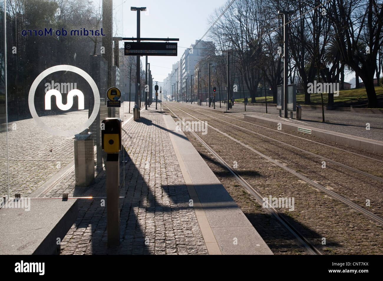 Jardim do Morro Metro stop, Oporto, Stock Photo