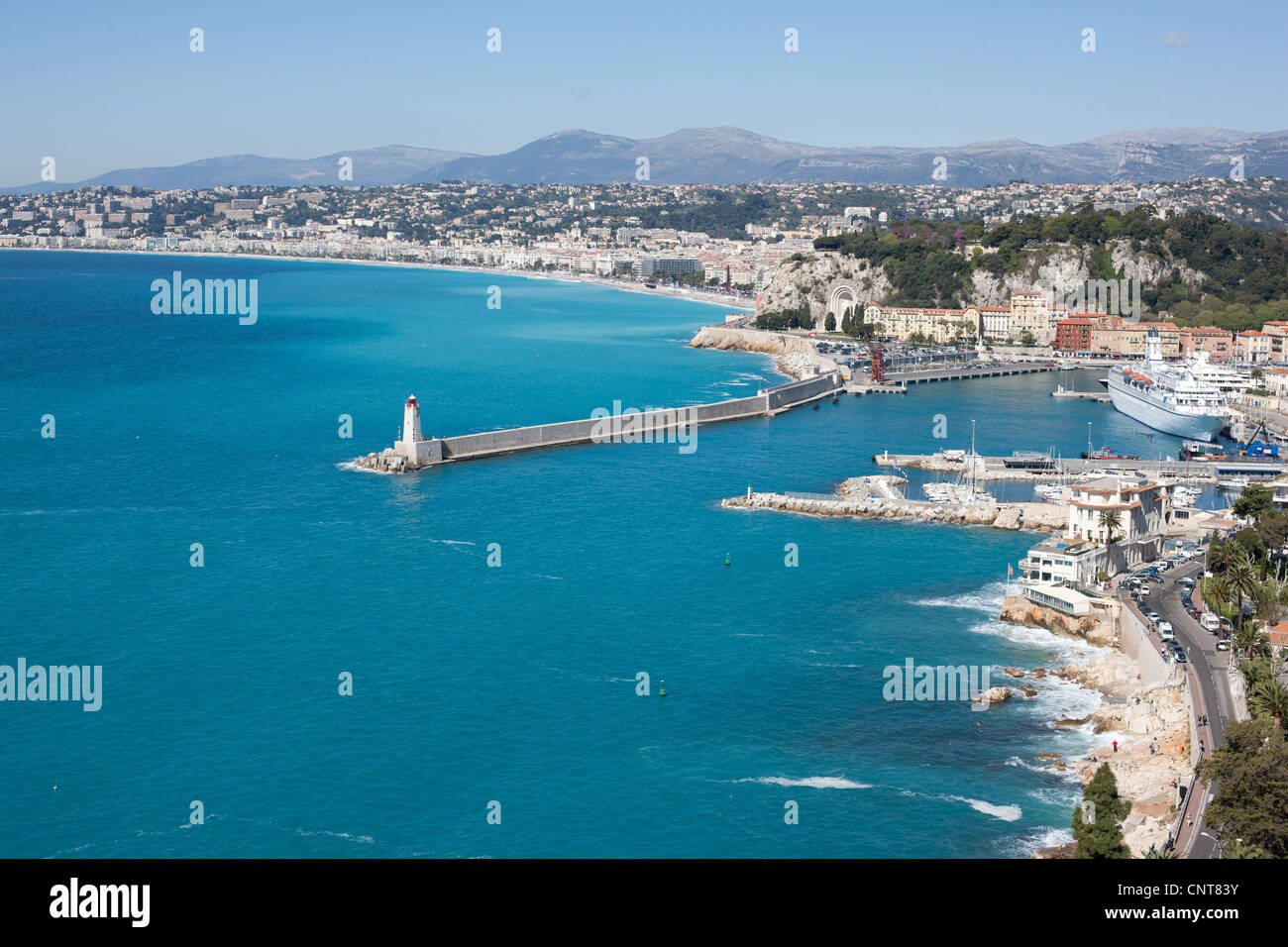The marina of Nice and the Baie des Anges. French Riviera, France. Stock Photo