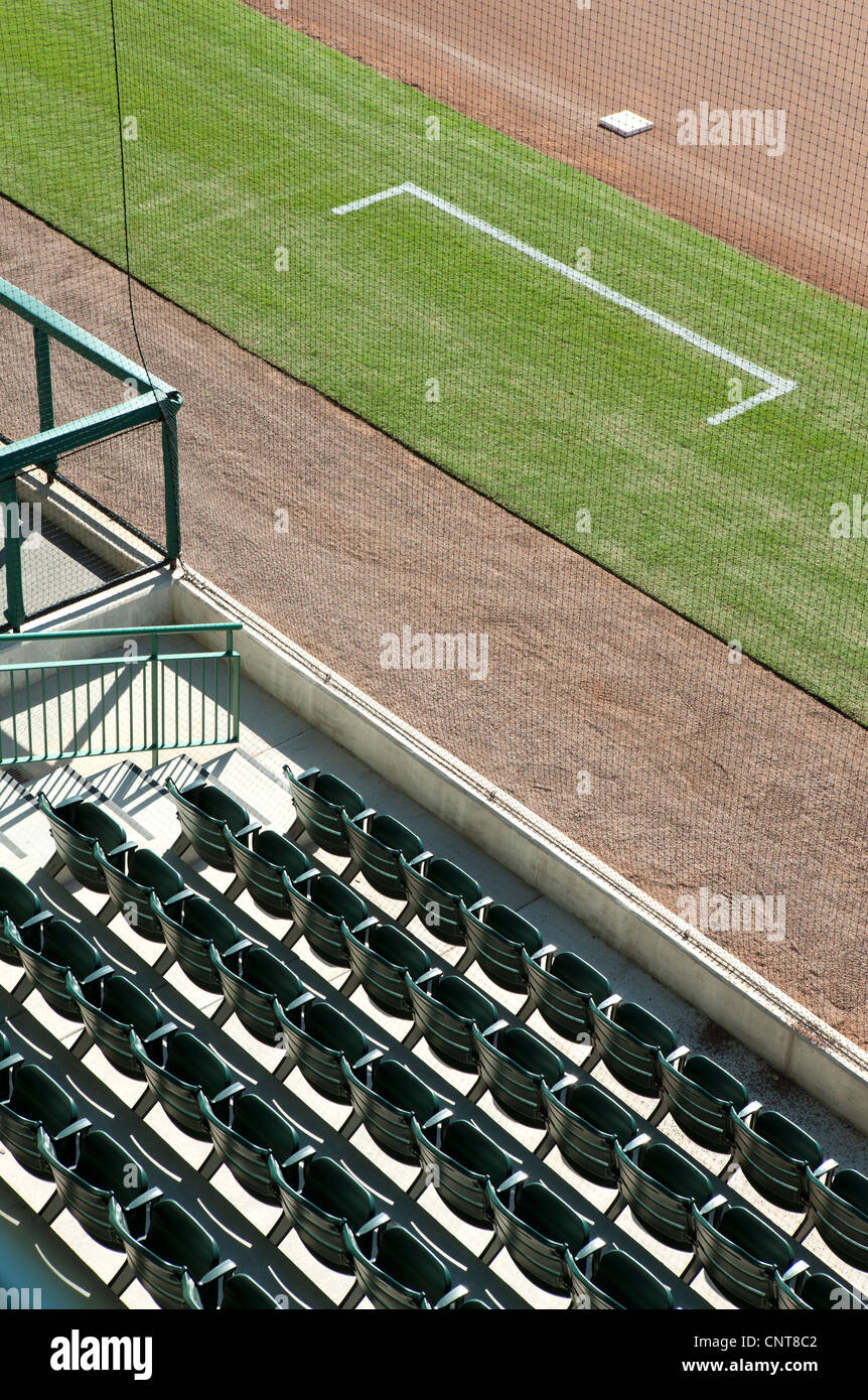 Empty stadium and field, cropped Stock Photo