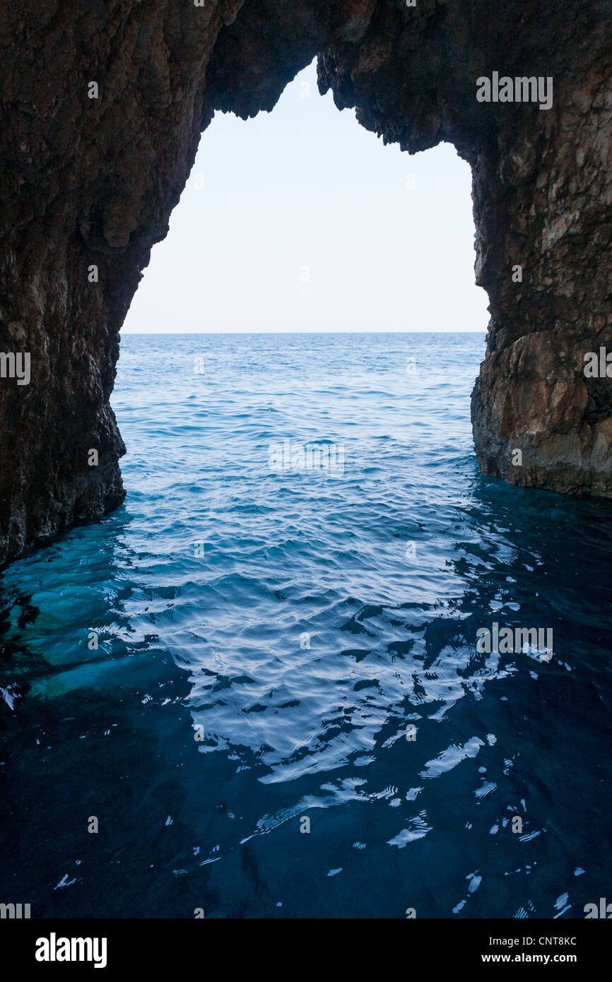 Blue Caves by boat Stock Photo