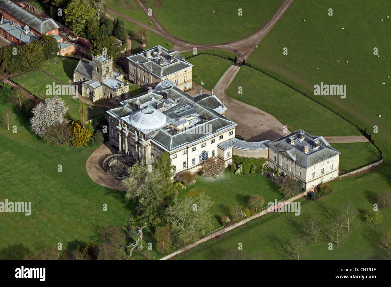 aerial view of Kedleston Hall in Derbyshire Stock Photo