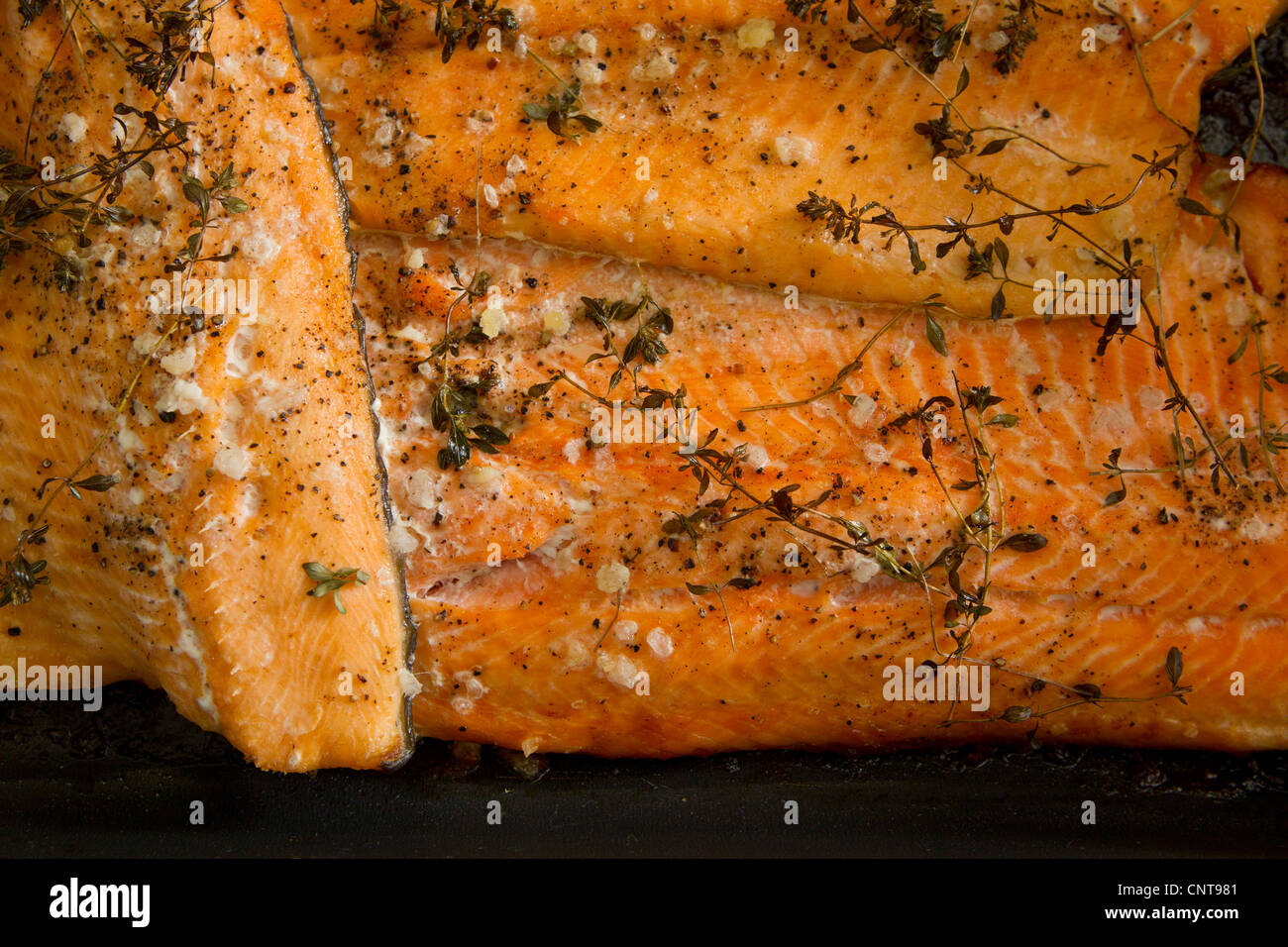 Baked trout, close-up Stock Photo