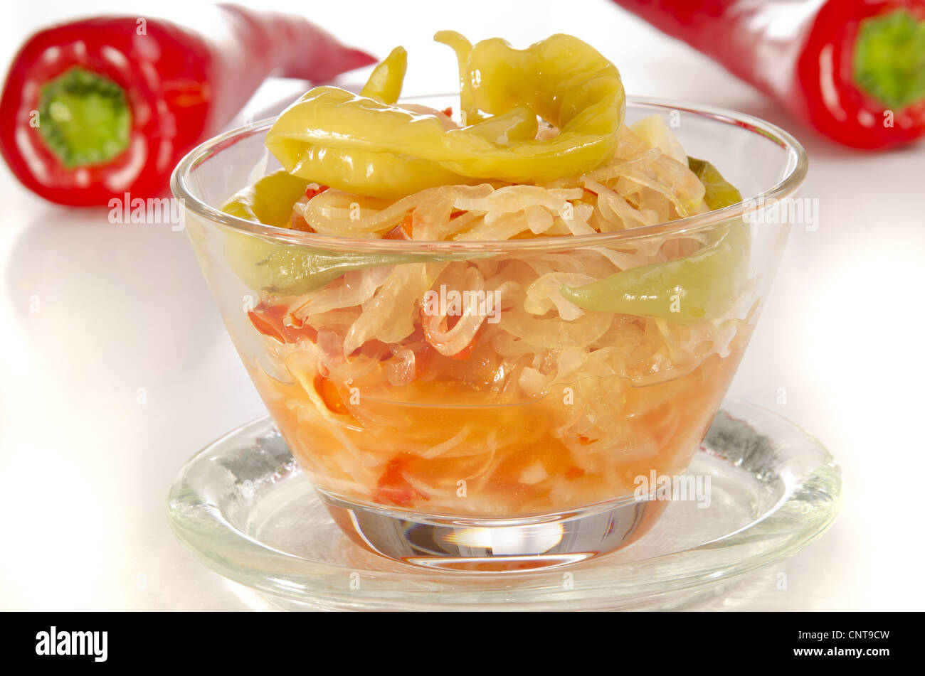 sour salad with cabbage and red pepper Stock Photo