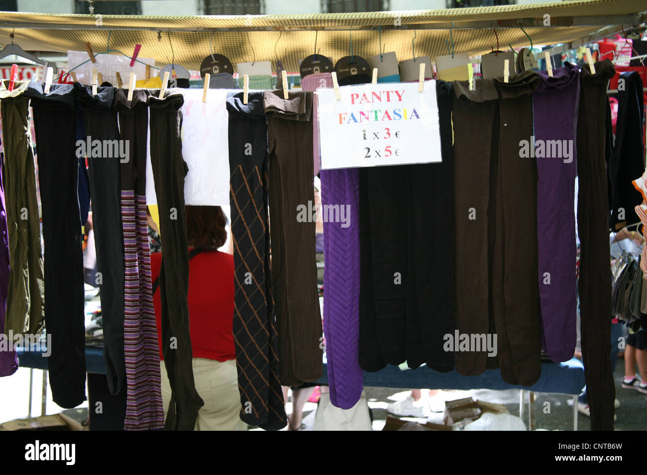 Plasencia, Spain - March 23, 2021: A Street Market Stall That Sells Women  Underwear As Tights, Pantyhose, Panties And Bras Stock Photo, Picture and  Royalty Free Image. Image 171879332.