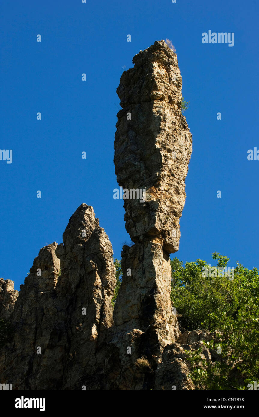 bizarre rock in national parc of Cevennes, France, Lozere, Cevennes National Park Stock Photo