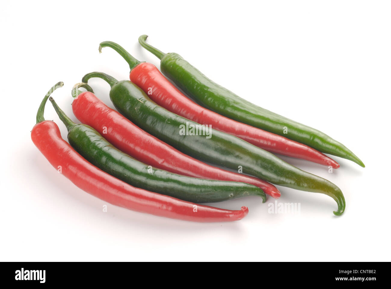 red peppers on white background, red and green Stock Photo - Alamy