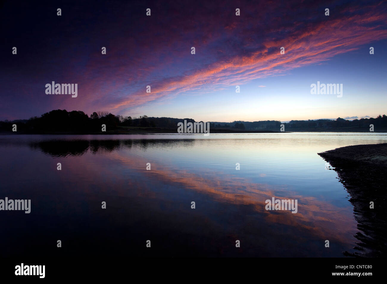 morning mood over a lake, Germany, Vogtlaendische Schweiz Stock Photo