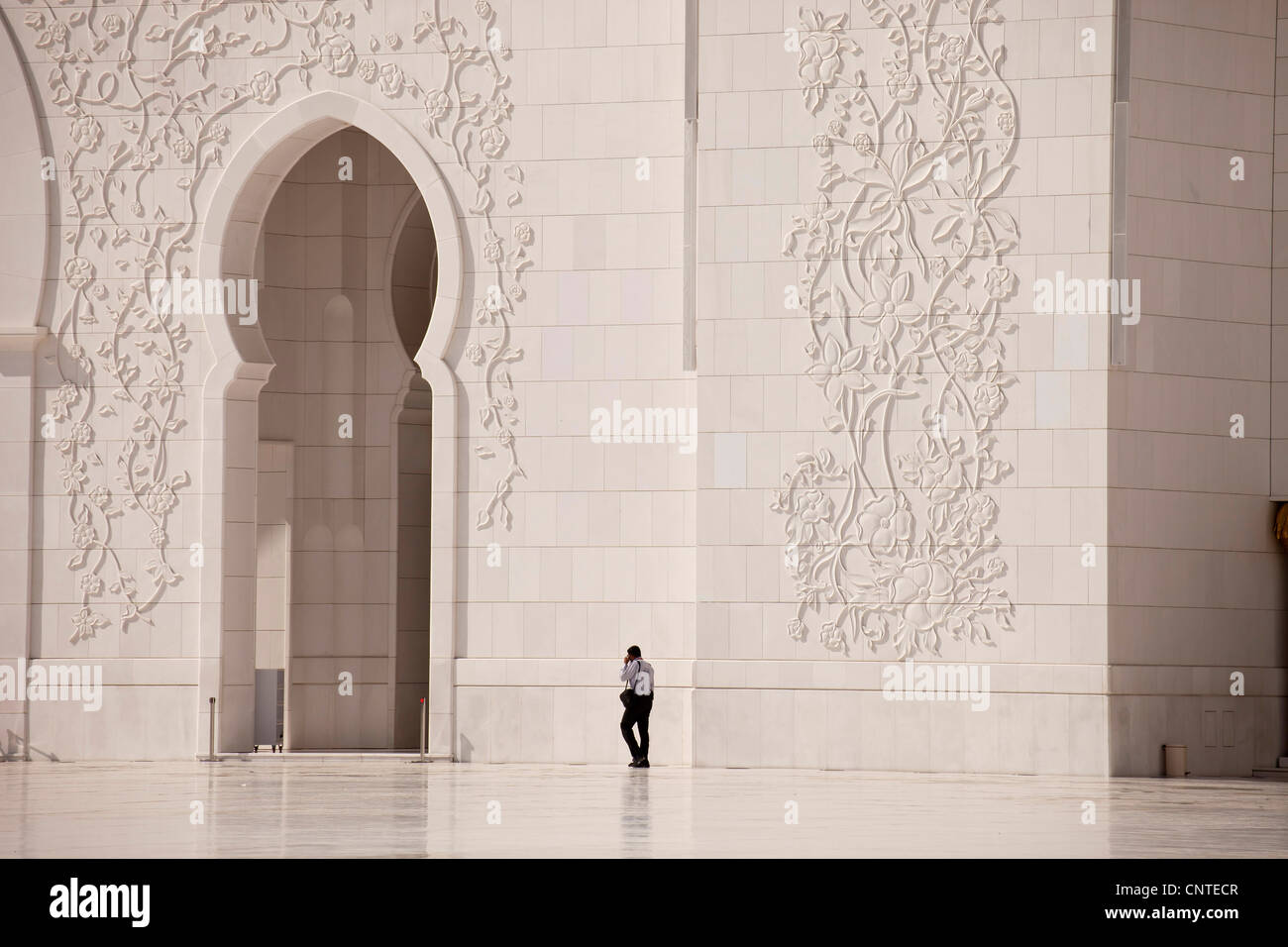 Courtyard of the Sheikh Zayed Mosque in Abu Dhabi, United Arab Emirates, Asia Stock Photo