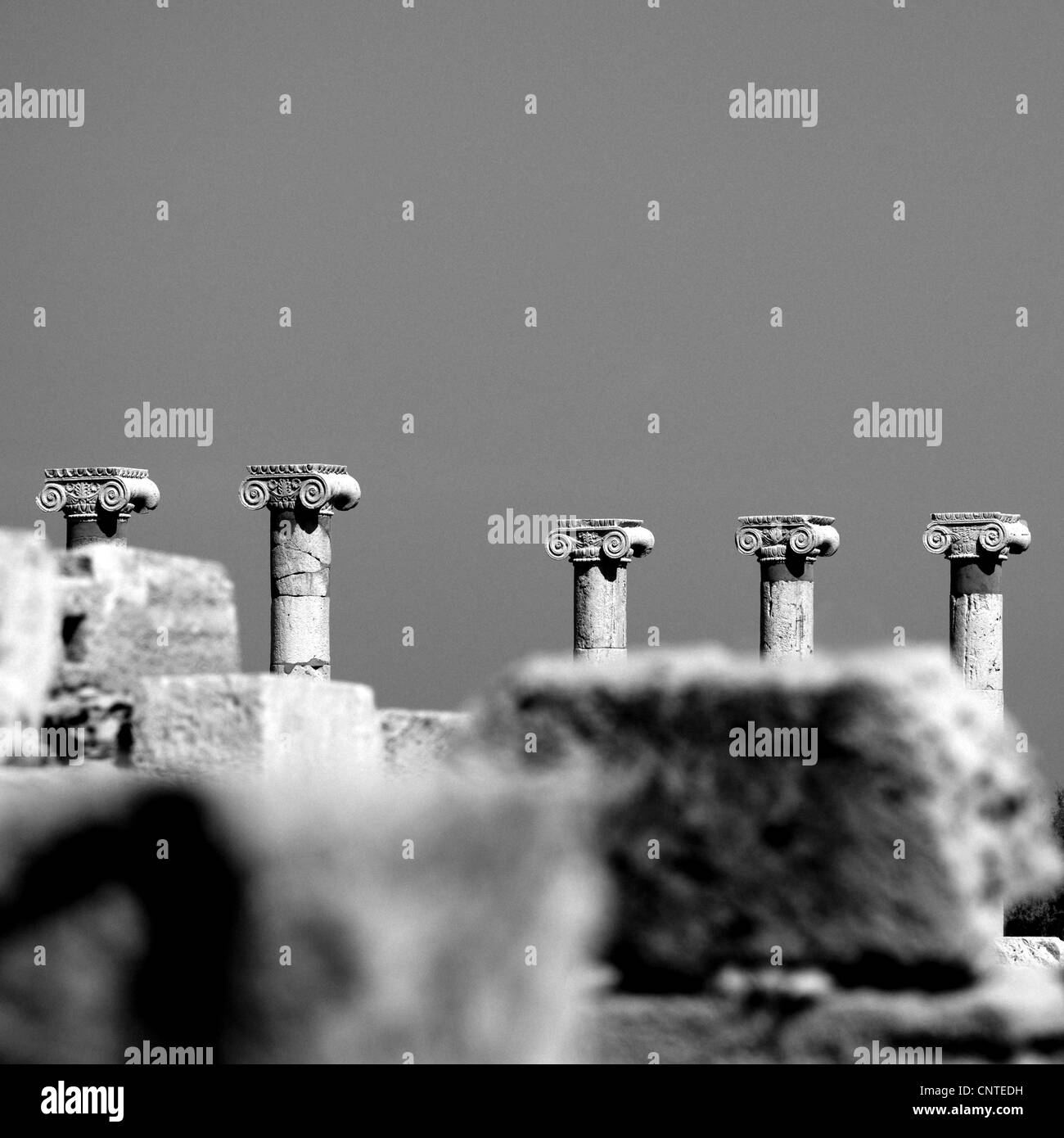 Roman ruins leptis magna ruins Black and White Stock Photos & Images ...