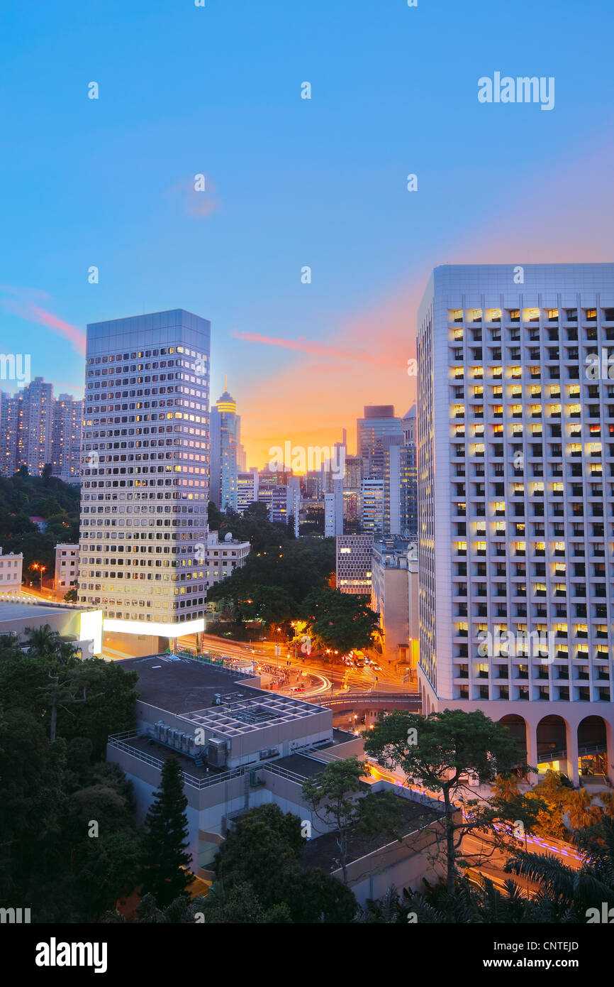 office building at night in hong kong Stock Photo - Alamy