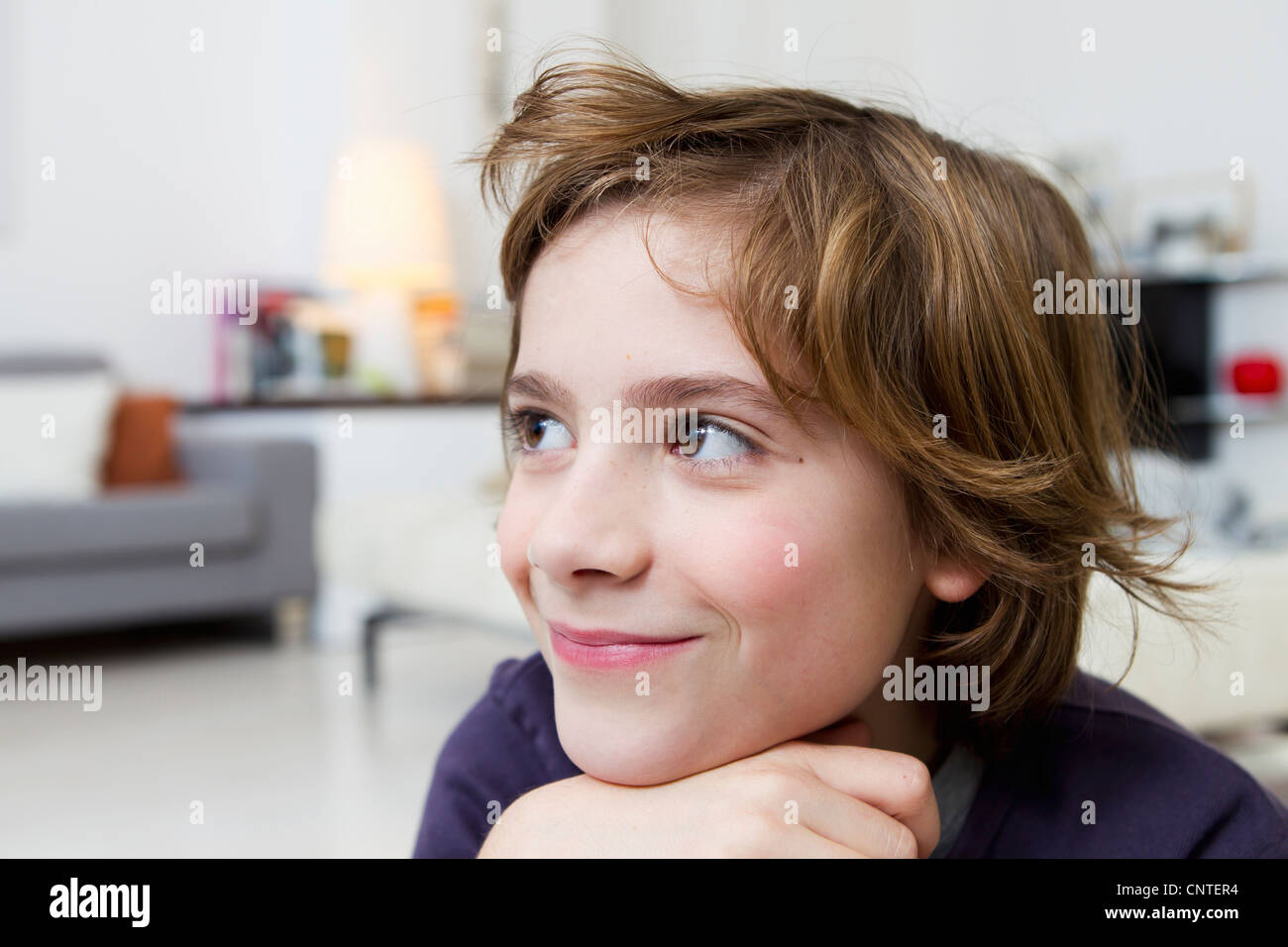 Close up of boys smiling face Stock Photo