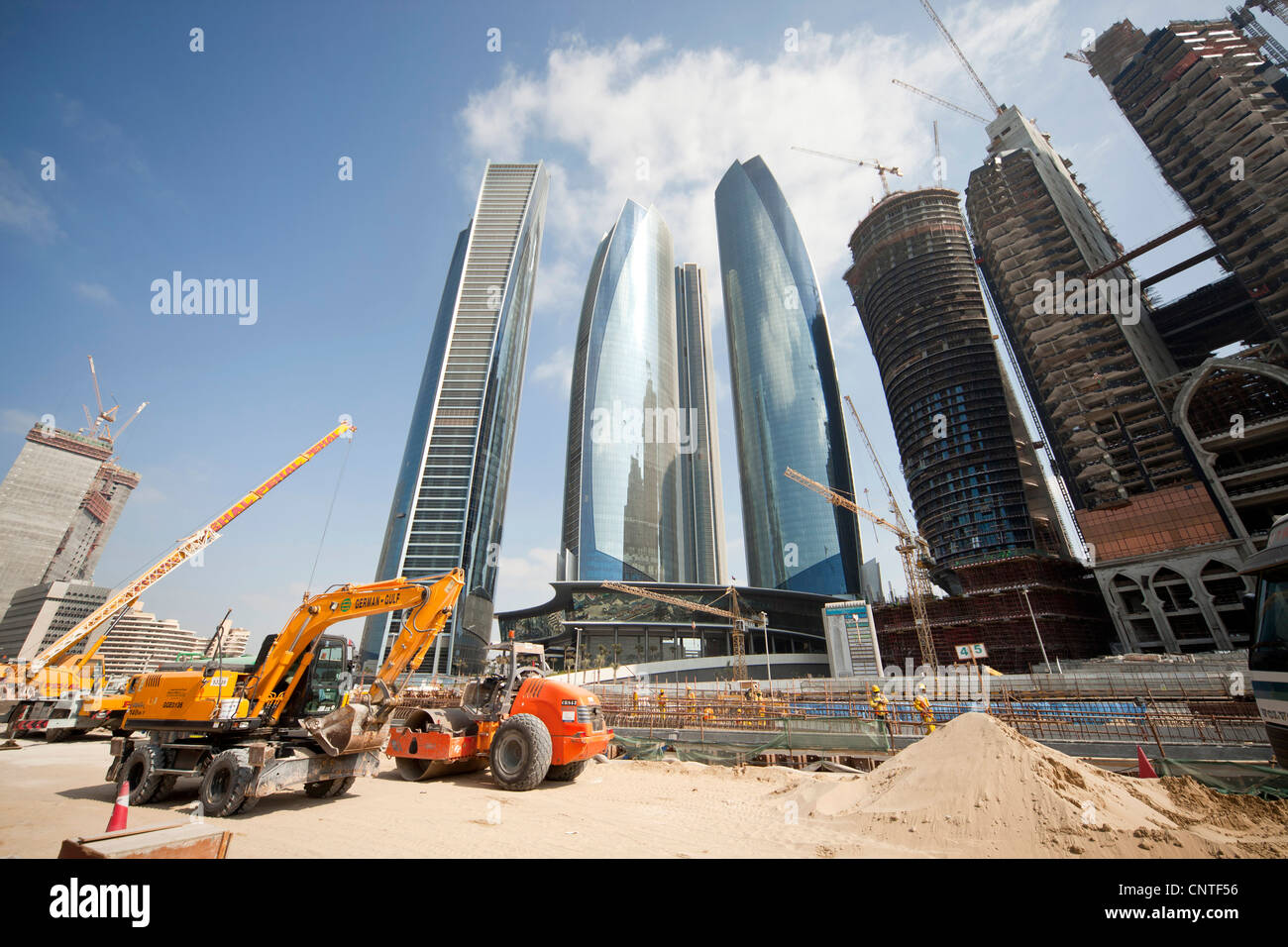 construction site of the Etihad Towers in Abu Dhabi, United Arab Emirates, Asia Stock Photo