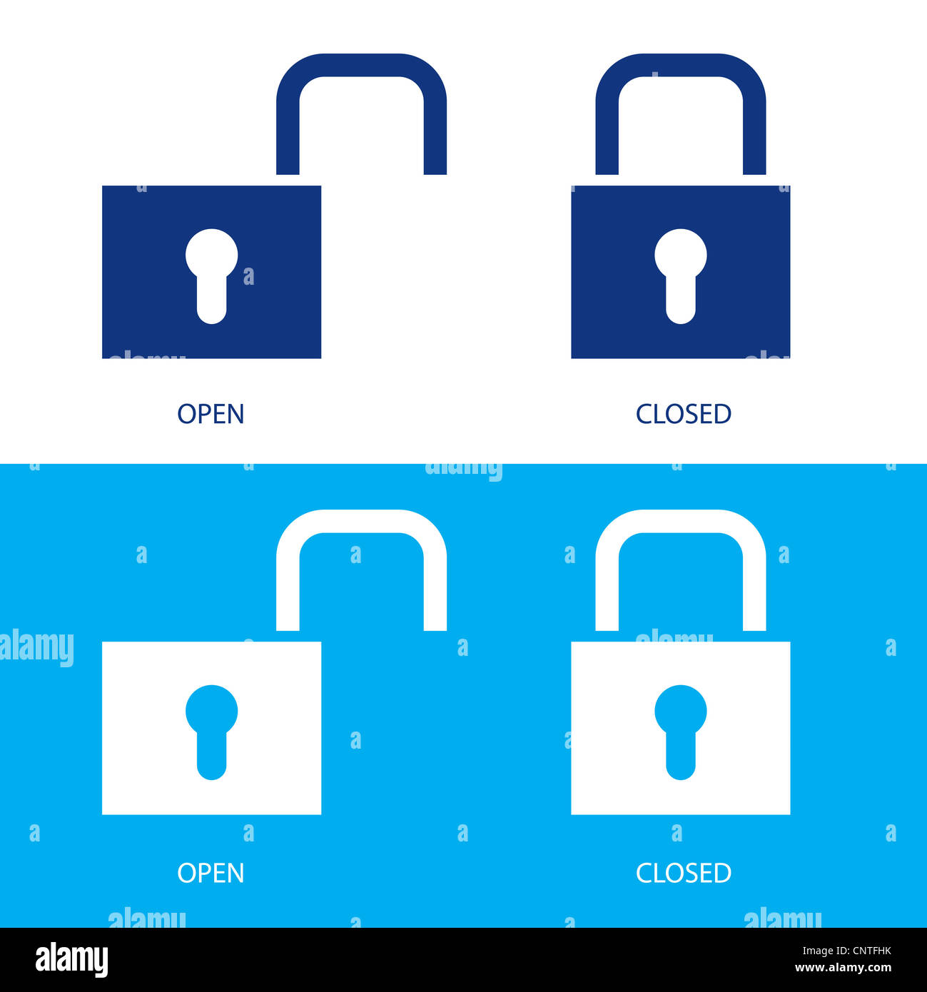 Illustration of padlocks in open and closed positions Stock Photo - Alamy