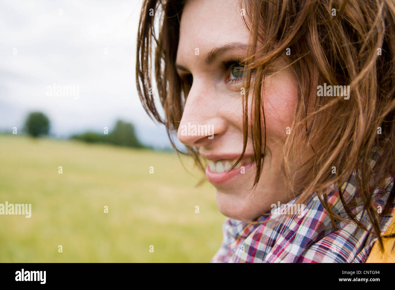 Close up of womans smiling face Stock Photo - Alamy