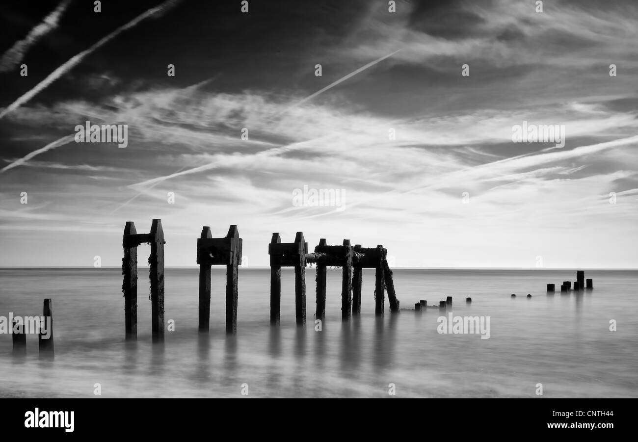 Bawdsey Suffolk, Long Exposure, Black and White Stock Photo