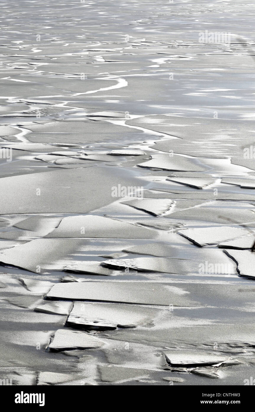 frozen up lake, Germany, North Rhine-Westphalia Stock Photo