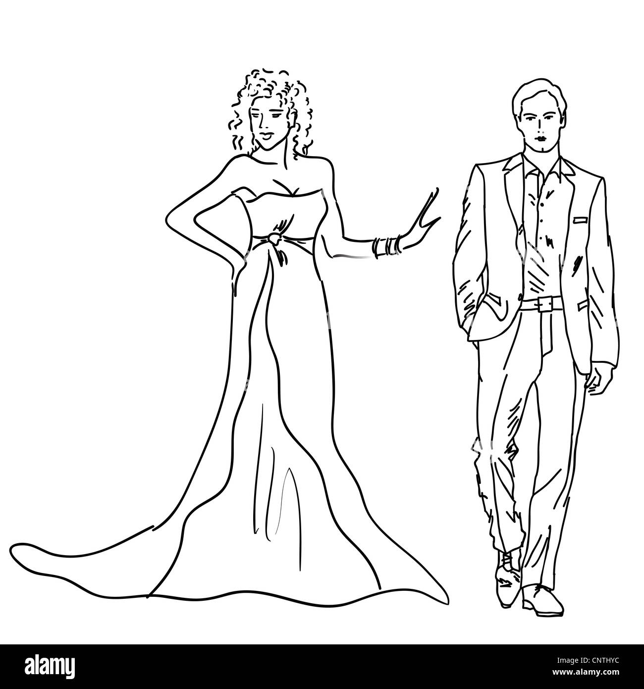 Silhouette of bride and groom Stock Photo - Alamy